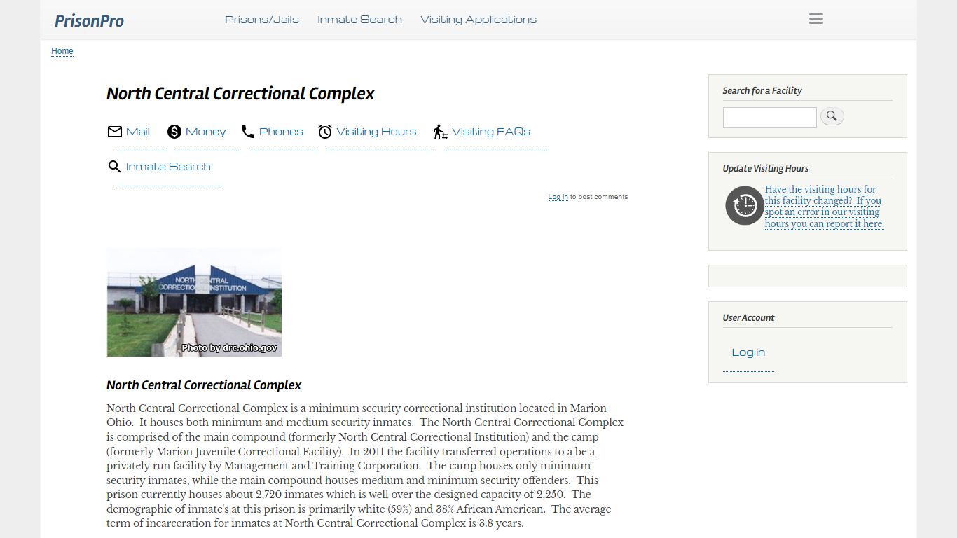 North Central Correctional Complex Visiting hours, inmate ... - PrisonPro